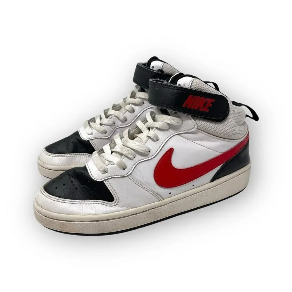 Nike Court Borough Mid 2 High Top Sneakers White Red Shoe CD7782-110 Youth 6Y